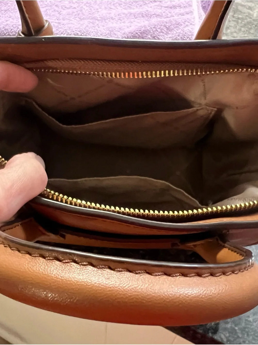 Michael Kors Cognac Leather Tote with Gold Hardware